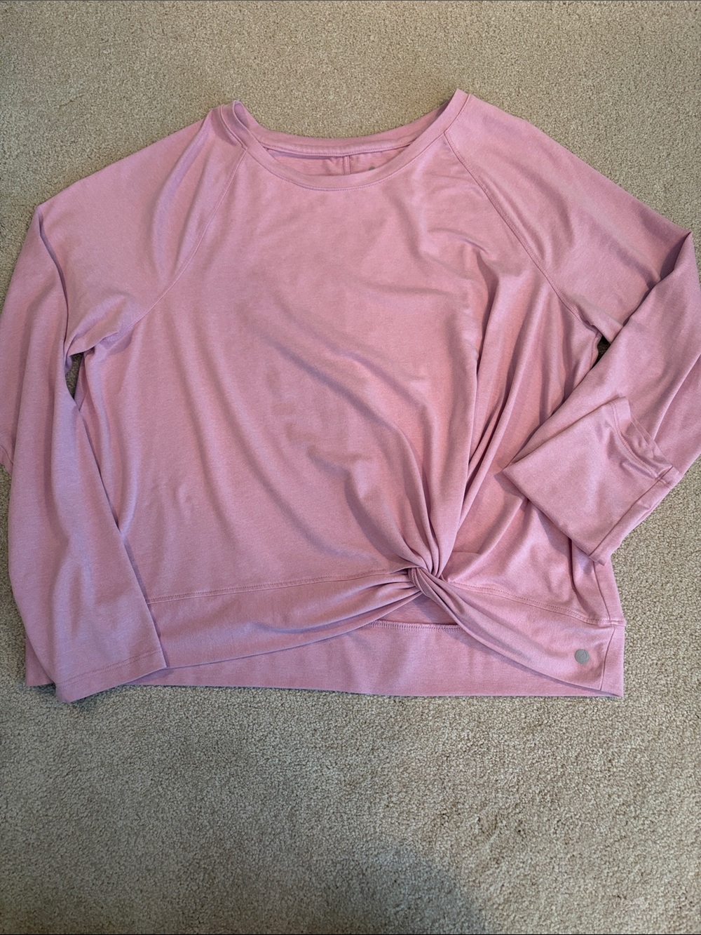 Apana Dusty Rose pink Twist-Hem Long Sleeve Top in large